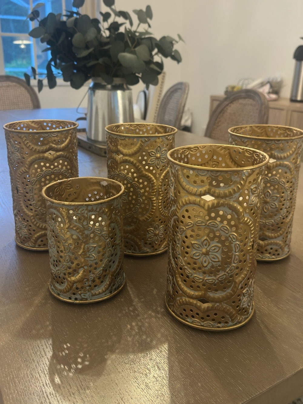 Unbranded Gold Embossed Metal Votive Candle Holders - Set of 5